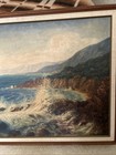 Antique Oil Painting California  1946 F  Wellershaus Canvas Seascape Landscape