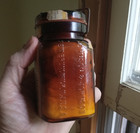 Unopened Amber 1 2 Pint Johnson   Johnson Nj Emb Jar W lid   Label Gauze Bandage