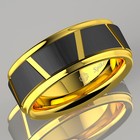 8mm Gold Tungsten Carbide Black Brushed Wedding Band Ring Eg Style Atop Jewelry