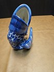 Vintage Asian Vase Blue   White  Ceramic Fish Koi 8 Inches Tall