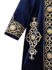 Exotic Uzbek tajik  Zardozi  Men s Ceremonial  Chappan  robe - Dark  Blue Velvet