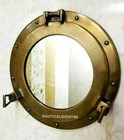 Antique Brass 12  Porthole Nautical Maritime Ship Wall Mirror Home Decorative