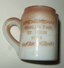 St Louis World s Fair Match Holder Miniature Milk Glass Mug With Striker 1904