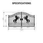 12x8 Ft Dual Swing Driveway Gate Ornamental Horse Powder Coated Galvanized Steel
