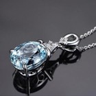 Elegant Ocean Blue Water Drop Topaz 925 Sterling Silver Fashion Pendant Necklace