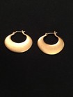 Vtg Monet Hoop Gold Tone Flat Chunky Pierced Shrimp Designer Earrings rare