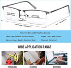 Blue Light Blocking Glasses  Lightweight Metal Half Frame Computer Reading gamin