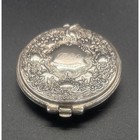 Vintage Repousse Floral Silver Tone Double Mirror Compact Monogrammed Hd
