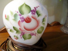Vintage Handpainted Floral Electric Milk Glass Boudoir Lamp W night Light Works