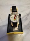 Vintage Mickey Mouse Walt Disney Productions Bradley Quartz Black Leather Band