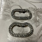 Vintage Rhinestone Silver Oval Pair Of Stunning Shoe Clips One Size Women   s