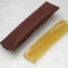       hermes Buffalo Horn Hair Comb With  Brown  Leather Case  Authentic From Japan