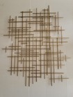 Mid-century Modern Abstract Metal Wall Art Sculpture Brutalist Geometric Grid