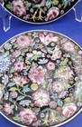 4 Vtg Chinese Jingdezhen Zhongguo Famille Noire Mille Fleur 7  Salad Plates