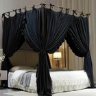 4 Corners Post Princess Curtain Bed Canopy Double Layer Cozy Mosquito Net Mes   