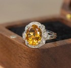 Citrine Gemstone Oval Prong 925 Sterling Silver Ring Bohemian Minimalist Gift