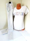 Bling Victoria Secret Pink Rainbow Rhinestone Tee Shirt Boyfriend Pant L Xl Set