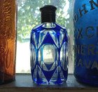 1880s Pretty Blue Cut To Clear Pungent Scent Bottle With Original Lid