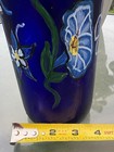Hand-painted Tall Blue Glass Bottle Flowers Butterfly Decorative Vase Art