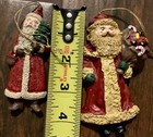 2 Folk Art Primitive Santa Ornaments Christmas Decor