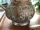 Antique Middle Eastern Water Jug ewer  Highly Carved Design  Copper Or  Brass 