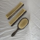 Vintage Ornate Hair Brush   Comb Set Silver Plated Vanity Set Floral