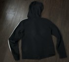 Adidas Women   s Full Zip Hooded Hoodie Black White 3-stripes Long Sleeve S