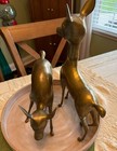 Pair Large Brass Deer Vintage Brass Hollywood Regency Mid-century Modern
