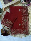 Bollywood Party Wear Indian Saree Maroon Wedding Designer Sari Pakistani Fashion