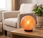 Natural Himalayan Sphere 100  Salt Globe Lamp wood Base