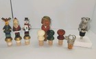 Vintage Wine Bottle Stopper Lot 9pc Anri Mechanical  Bulldog  Pewter  Christmas