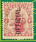 New Zealand Stamp 1909  Sc A42   o34  1p Carmine  Official Stamp  Used