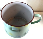 Antique Graniteware Amazing 6 25  X 8  Extra Large Green W Yellow And Blue   25