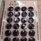 Vintage 24 Button Card Jablonex Czechoslovakia Black Glass Silver Gold Accents 