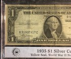 1935 A  1 Silver Certificate Dollar North Africa Yellow Genuine Certified Pcs