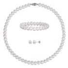 Amour Sterling Silver 7 5-8mm Fw Pear Set Of Necklace  Earrings   7  Bracelet