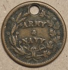 1863 Cannon   Cannon Balls Army   Navy Patriotic Civil War Token - Holed Rotated