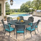 10-piece Outdoor Cast Aluminum Patio Dining Set Table   Chairs Set W  Lazy Susan