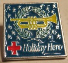 American Red Cross Arc Holiday Heroes Club Winter Pin Yellow Trumpet Green Wreat