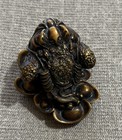 Rare Vintage Solid Brass Feng Shui Jin Chan Money Toad Frog Excellent - Free S h