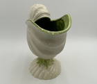 Signed J  Addison 1984 Art Pottery Nautilus Shell Planter White   Avocado Green