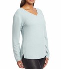 Nwt Chaser Womens Waffle Knit Blue V-neck Top Shirt Long Sleeve M  50 9hl329