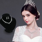 Crystal Bridal Earrings Necklace Silver Plated Wedding Jewelry Set Women Jewelry