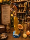 Orisha Oshun Goddess Statue Figurine Yellow Dress W  Crown  Mirror   Bird
