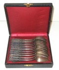 12 Antique Sfam French Silverplate Teaspoons W  Case