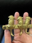 Brass Dog Puppy Golden Retriever Wall Hanging Key Holder Vintage  6 Hooks