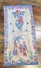 Vintage Red And Blue Kitchen Towel With  Mexican And Fruit Theme Possibly Mcm