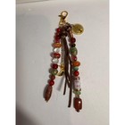 Boho Beaded Bag Purse Charm Reds   Brown Colors Gold Tone Gift