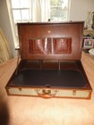 Stiles Brothers Safari Bauer Fold Field Desk Luggage Leather Brass W Key Antique
