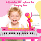 31-key Kids Piano Keyboard With Microphone  Lights   Stool - Pink Musical Toy